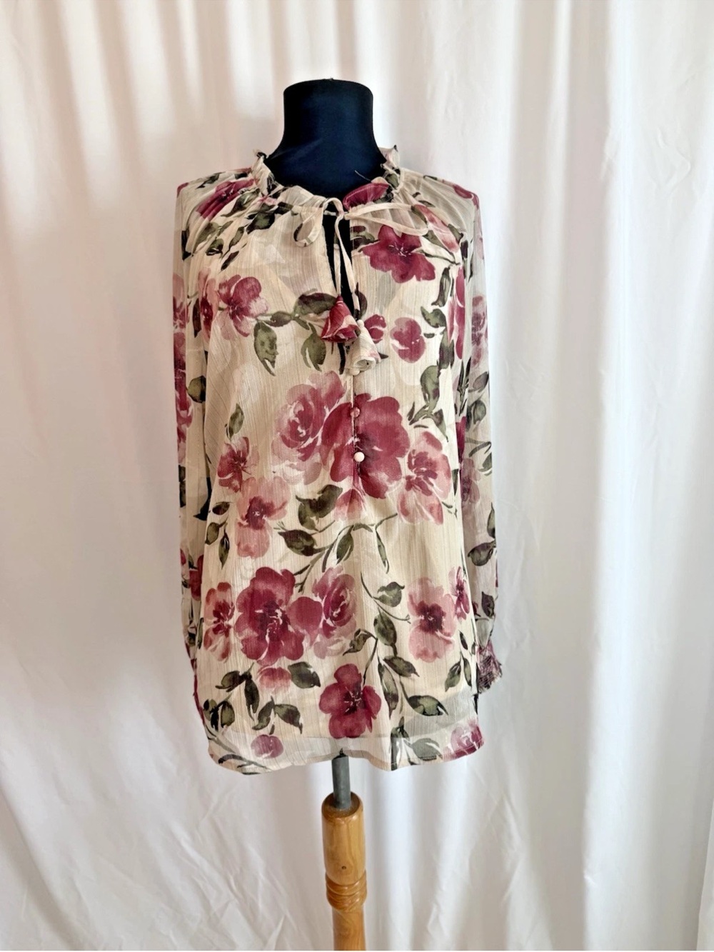 Joie Floral Long Sleeve Blouse - size Large